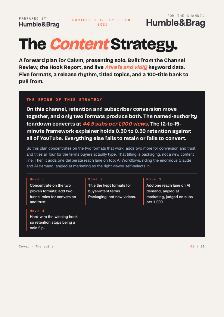 Cover of the content strategy document