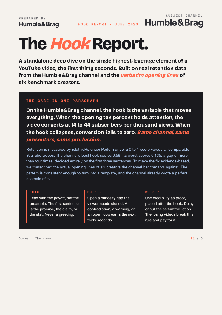 Cover of the hook report document